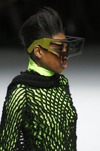 Paris FW Weekend: A model wears Issey Miyake