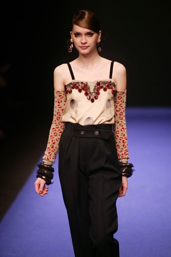 Paris FW Weekend: A model wears Gaspard Yurkievich