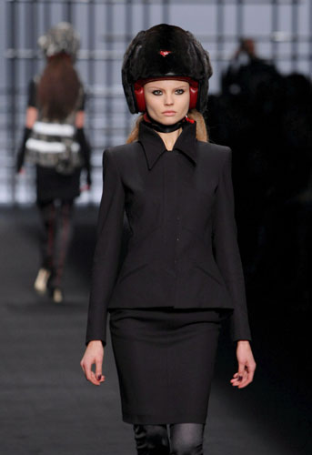 Paris FW Weekend: A  model wears Karl Lagerfeld