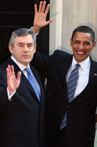Michelle Obama: Barack Obama and Gordon Brown