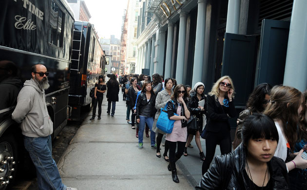 Topshop: The queue for Topshop in New York