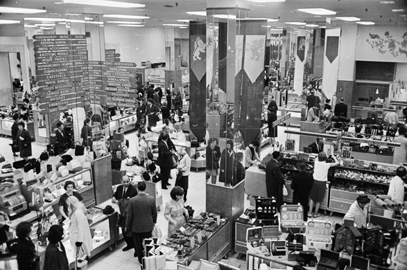 100 years of Selfridge's: Selfridge's main shop floor, midway through the Swinging Sixties