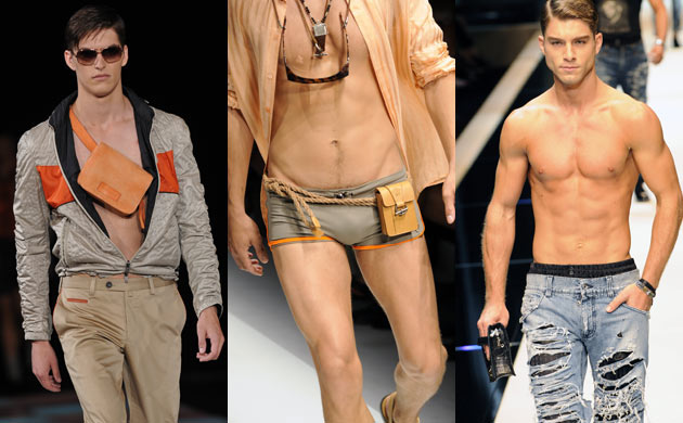 Menswear trends: Man bags from Emporio Armani, Versace and Dolce & Gabbana