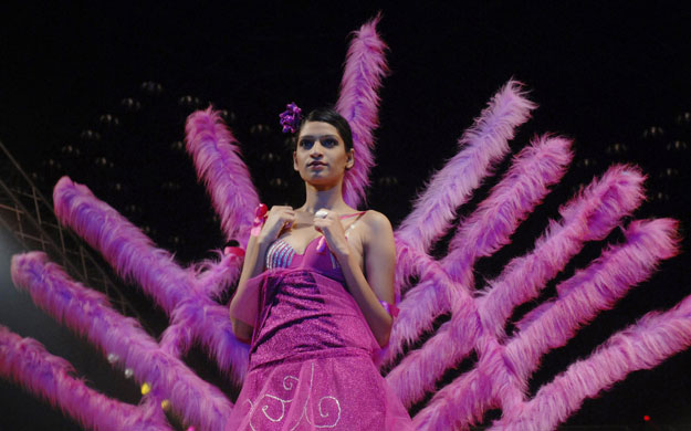 Fashion round-up: A model presents a creation during a fashion show in Hyderabad