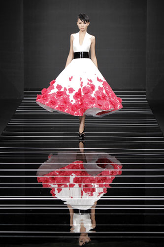 Haute couture: A model wears a creation by Lebanese fashion designer Georges Hobeika