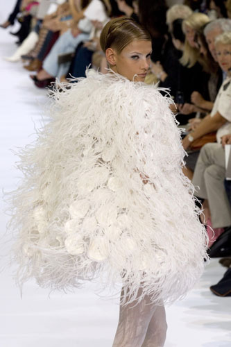 Haute couture in Paris: A model wears a piece by Elie Saab 