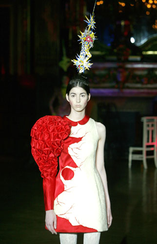 Haute couture in Paris: A model wears Josep Font