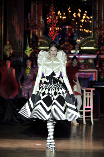 Haute couture in Paris: A model wears Josep Font