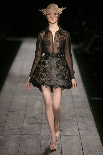 Haute couture in Paris: A model wears Valentino
