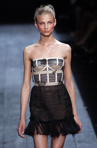 Haute couture in Paris: A model wears Valentino