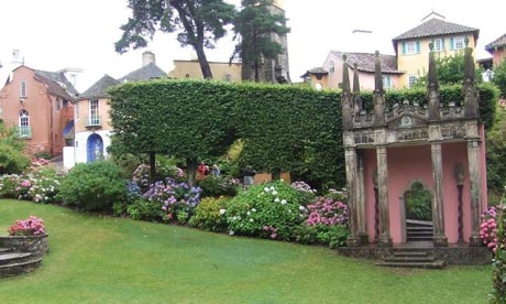Hydrangeas on display at Portmeirion Village in Wales