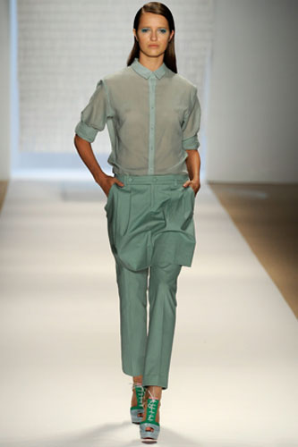 New york fashion week: A model wears Davidelfin