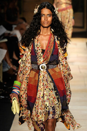 New York Fashion Week: A model wears Diane Von Furstenberg