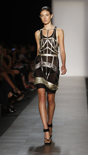 Tuesday NY fashion week: A model wears Max Azria 