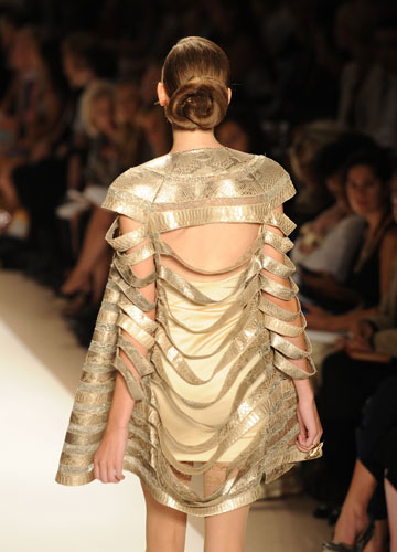 Tuesday NY fashion week: A model wears Dennis Basso