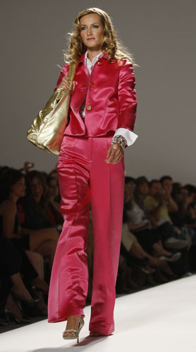 Tuesday NY fashion week: A model wears Dennis Basso 