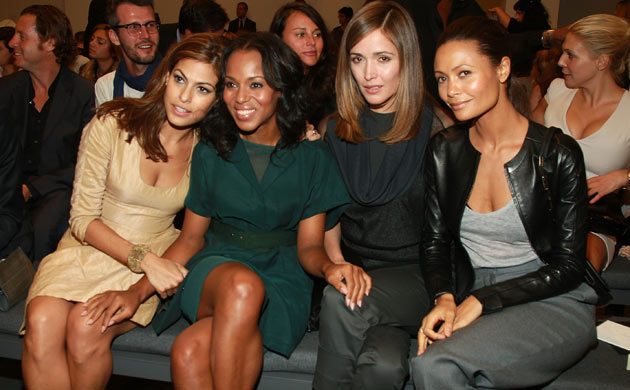 Eva Mendes, Kerrry Washington, Rose Byrne and Thandie Newton sit front row at Calvin Klein