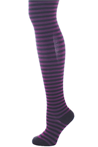 Six of the best tights: Purple and grey stripe tights