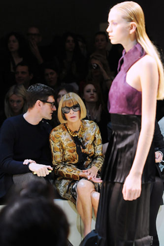 Monday LFW: Anna Wintour at the Marios Schwab show
