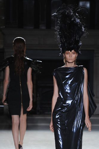 Tuesday at LFW: A model wears a headdress by Roksanda Ilincic 