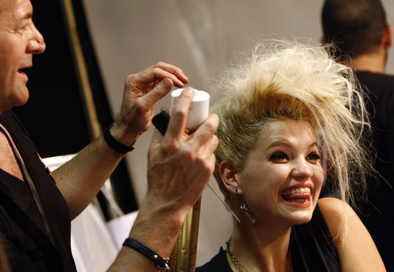Milan fashion week: Pixie Geldof backstage  at CNC Costume National