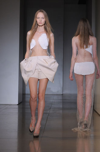 Transparent: Models wear Jil Sander at Milan fashion week