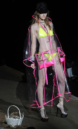 Transparent: A model wears Dsquared2 at Milan fashion week 