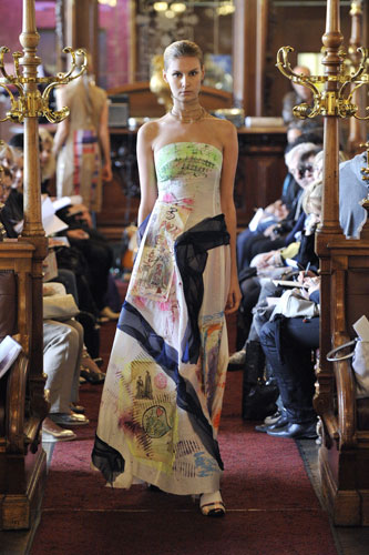 Paris fashion week: A model wears Impasse De La Defense