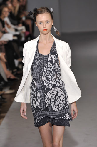 Paris fashion week: A model wears Devastee