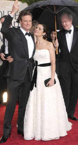 Golden Globes fashion: Colin Firth and wife 