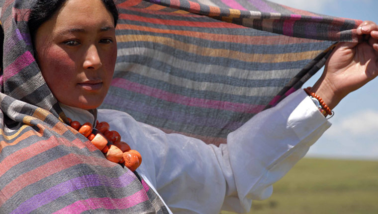 Drylands fashion: Drylands fashion: model with scarf Norlha