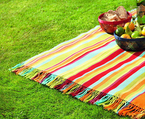 Fairtrade gardens: Striped picnic rug