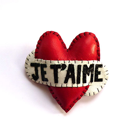 Handmade Valentine's: Hand-sewn leather brooch