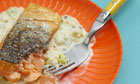 Seared salmon with leek and potato recipe