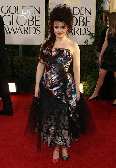 Golden globes fashion: Actress Helena Bonham Carter arrives on