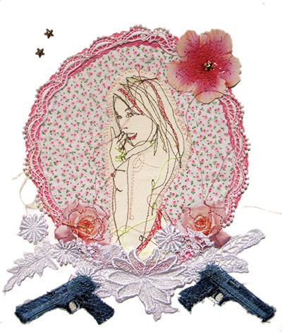 Stitch art: Sweet Guns by Marloes Duyker