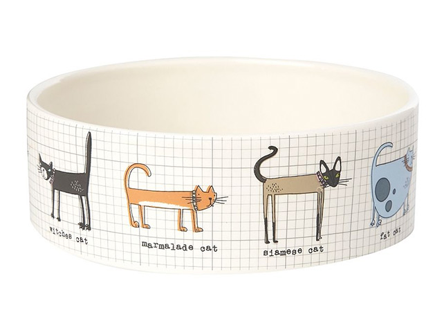 xmas pets under 20: White ceramic cat bowl