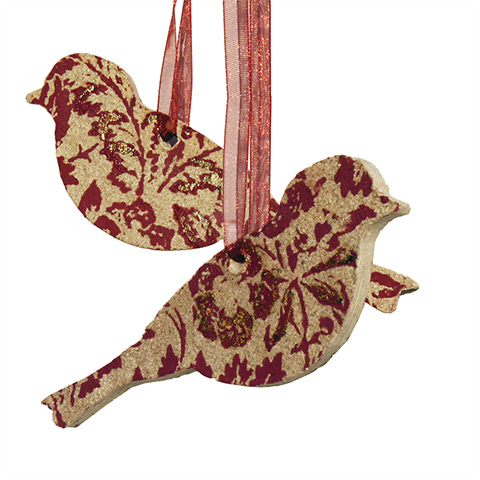 xmas decorations: Red love bird decorations