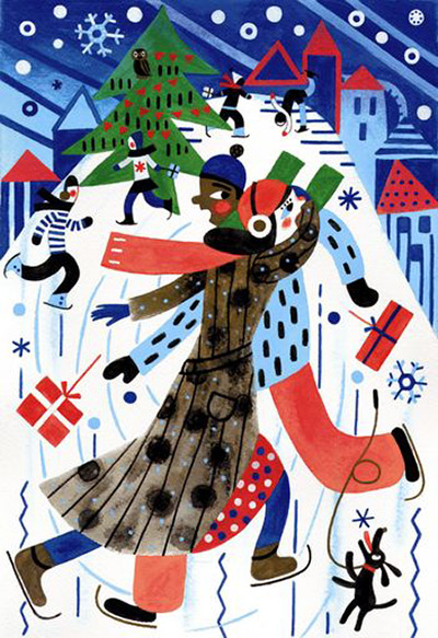 Best Christmas cards wrap: Ice skaters pack of cards