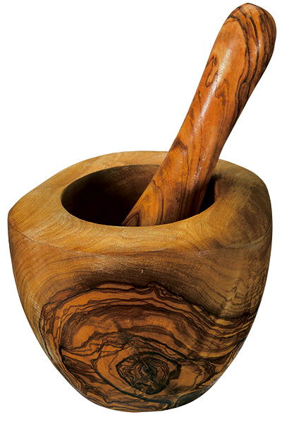 Food and Drink Christmas: Olive wood mortar and pestle