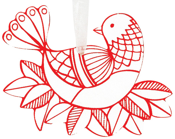 Baubles: Red resin birds