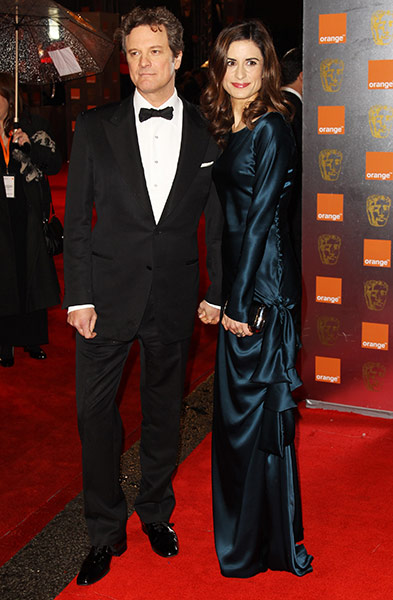 Baftas 2011: fashion: Colin and Livia Firth on the red carpet at the Baftas