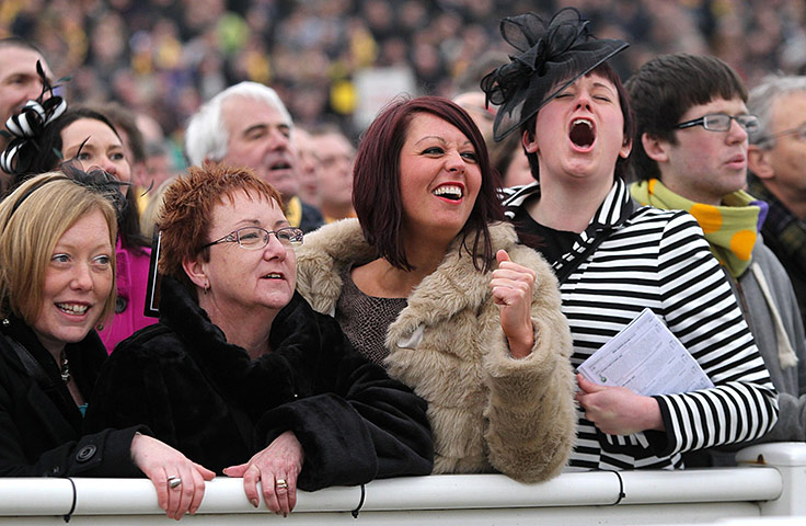 Cheltenham ladies day: Racegoers at Cheltenham Festival 