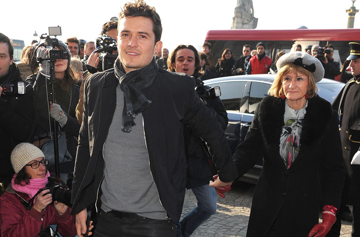 Paris FW Thursday shows: Orlando Bloom and his mother Sonia arrive at the Balenciaga show