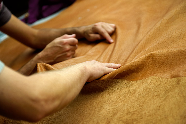 Mulberry 40th birthday: Mulberry 40th: Leather is examined at the factory in Somerset