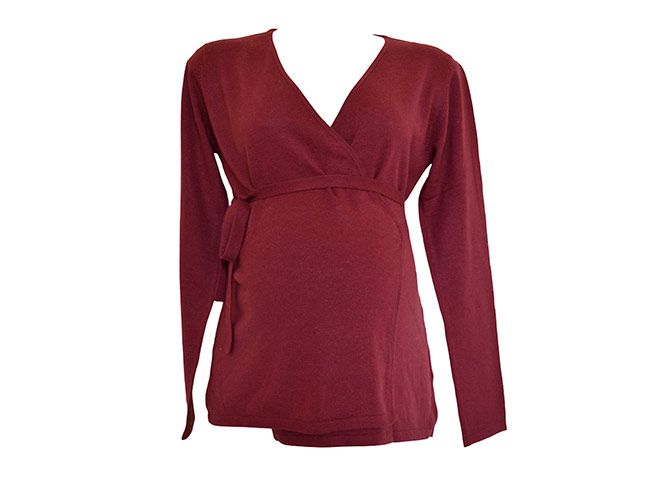 Maternity clothes: Red wrap top from Bumpalicious