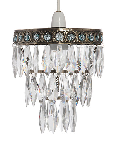 Chandeliers: Beaded antique, £56, Graham&greene, grahamandgreen.co.uk