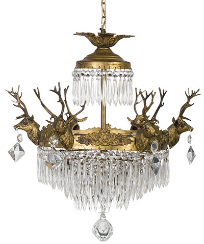 Chandeliers: Six Arm Stag, £950, The Vintage Chandelier Company, 