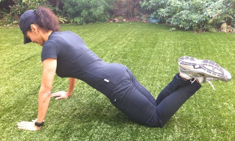 Efua Baker demonstrates the first stage of a press up