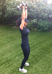 Efua Baker demonstrates the second stage of a tricep raise